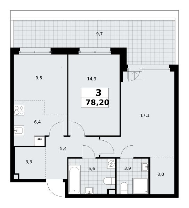 3к. квартира