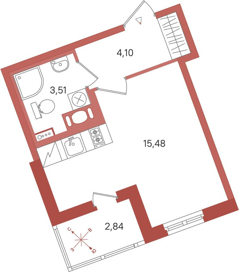 Студия-квартира, 24.5 м²