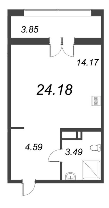 Планировка — Студия-квартира, 24.2 м²