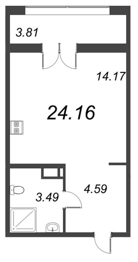 Планировка — Студия-квартира, 24.2 м²