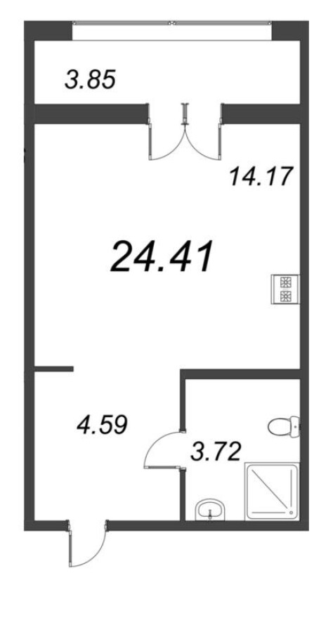 Планировка — Студия-квартира, 24.4 м²