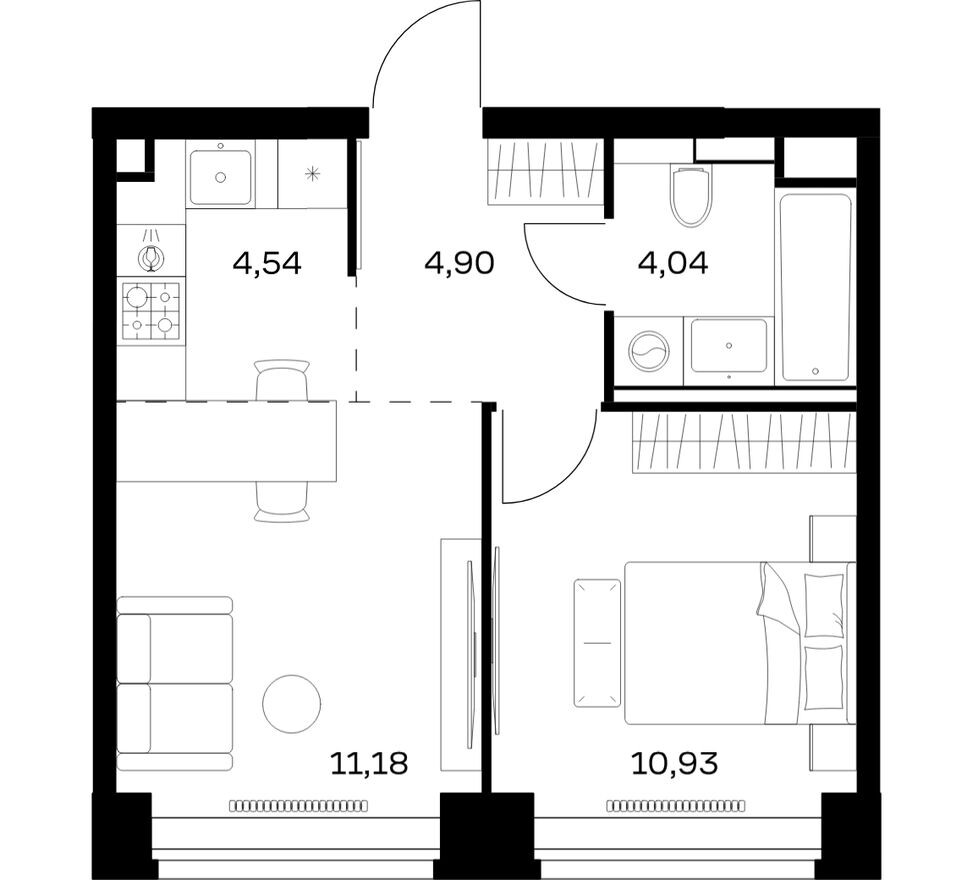 1к. квартира, 35.6 м²