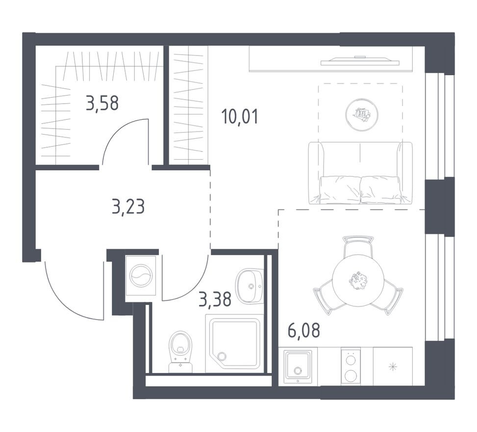 Студия-квартира, 26.3 м²