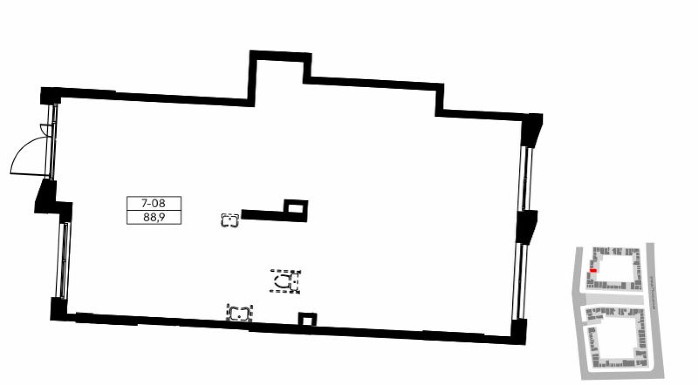 Планировка — Торговое помещение, 88.9 м²