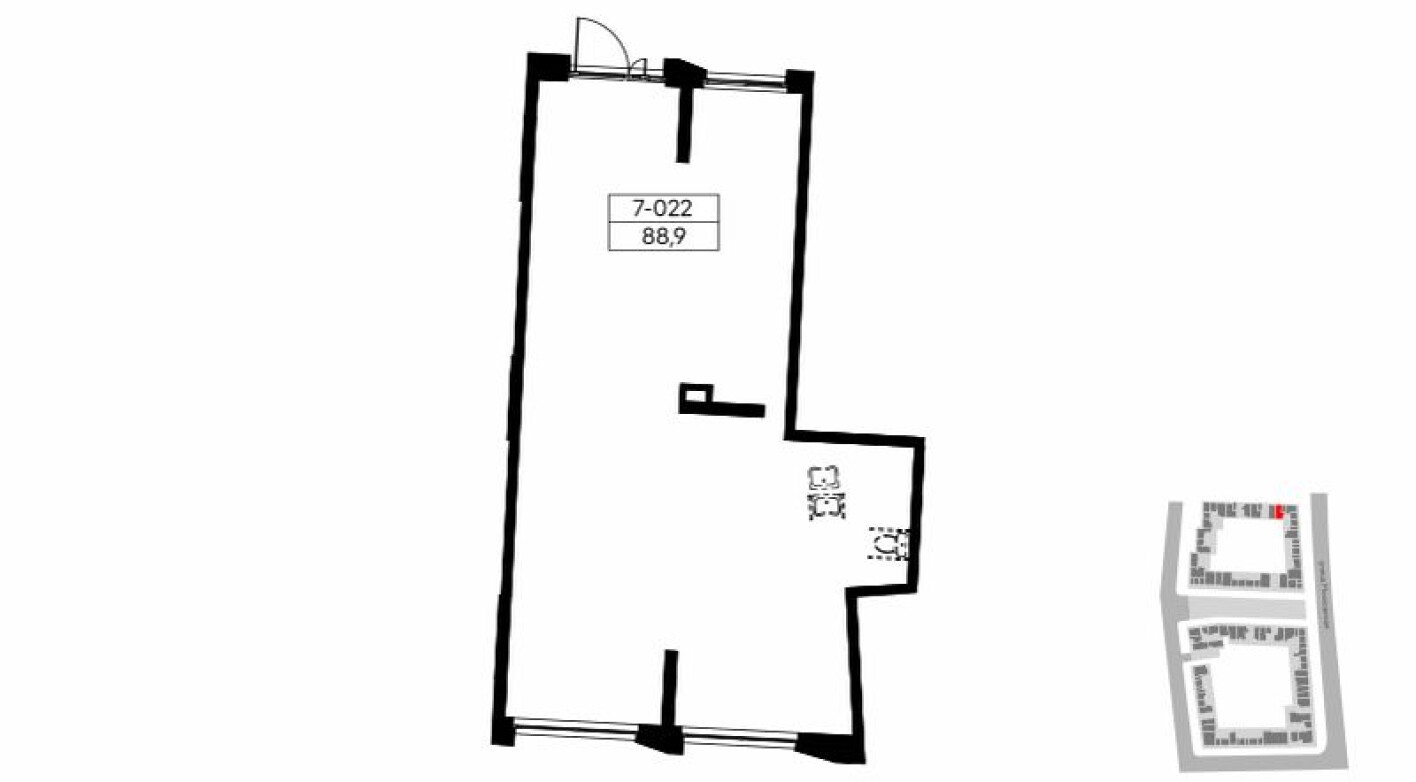 Планировка — Торговое помещение, 88.9 м²
