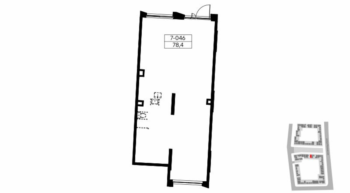 Планировка — Торговое помещение, 78.4 м²
