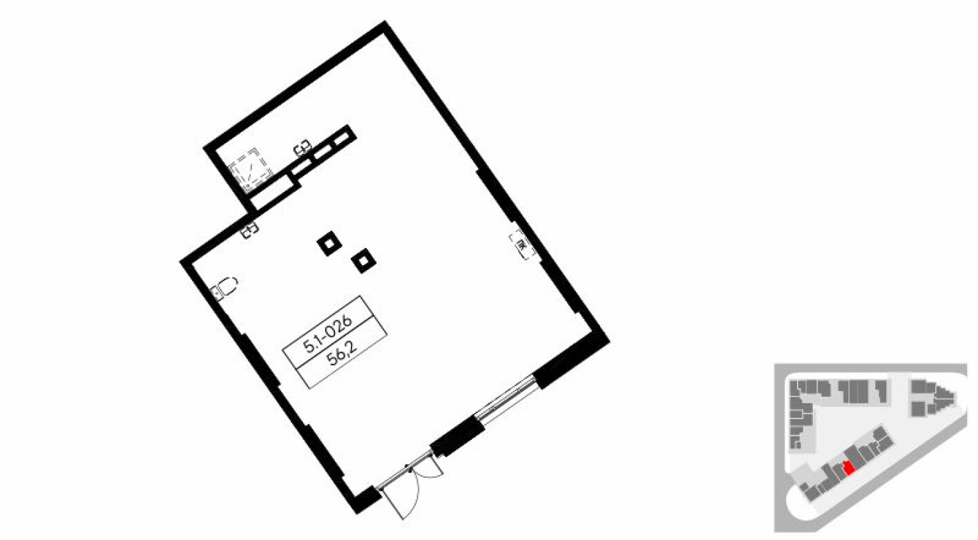 Планировка — Торговое помещение, 56.2 м²