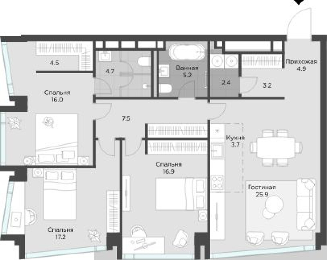 3к. квартира