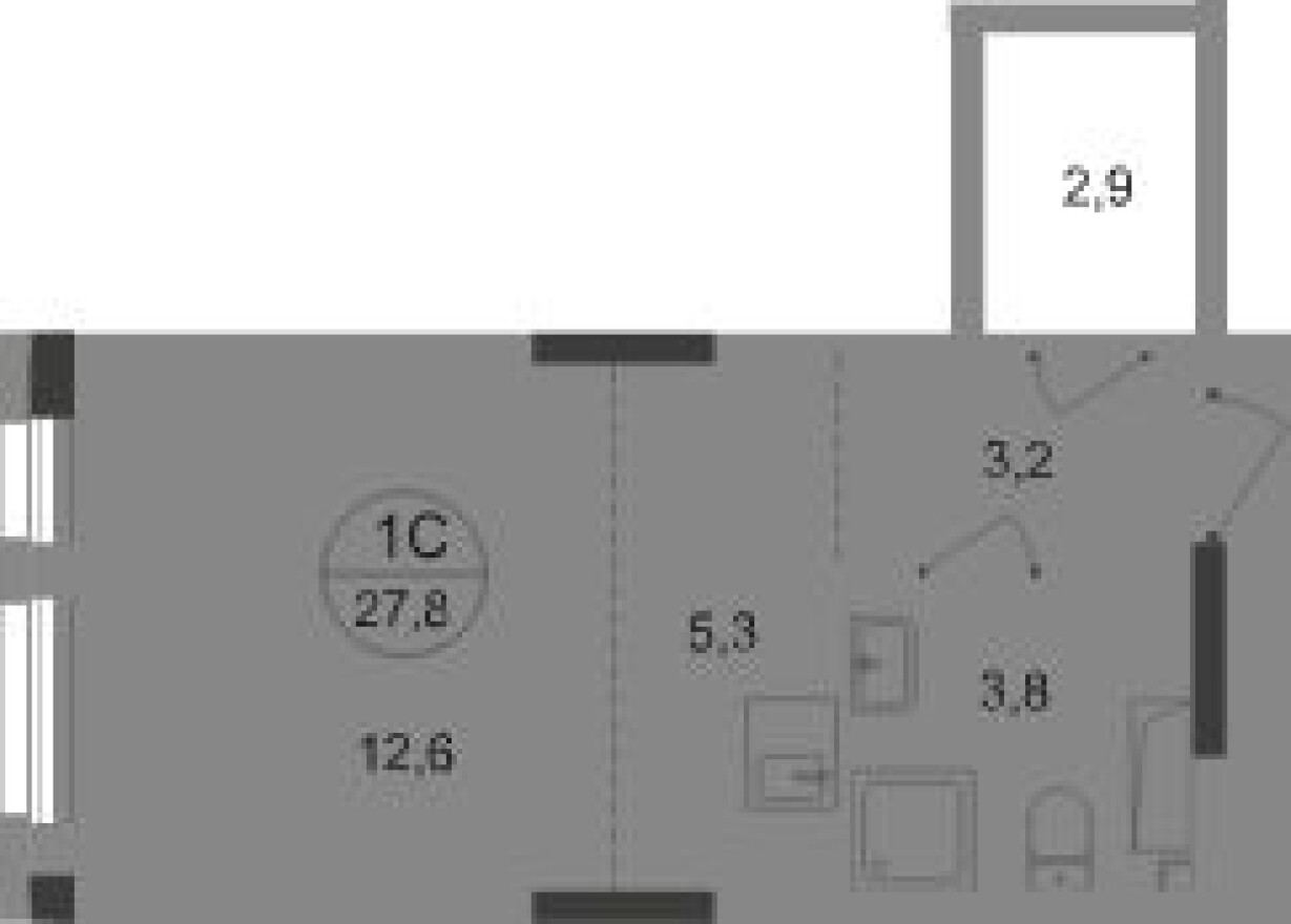Студия-квартира, 27.8 м²