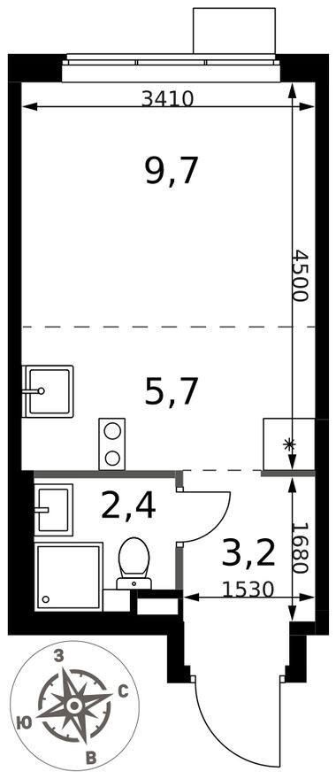Планировка — Студия-квартира, 21.0 м²