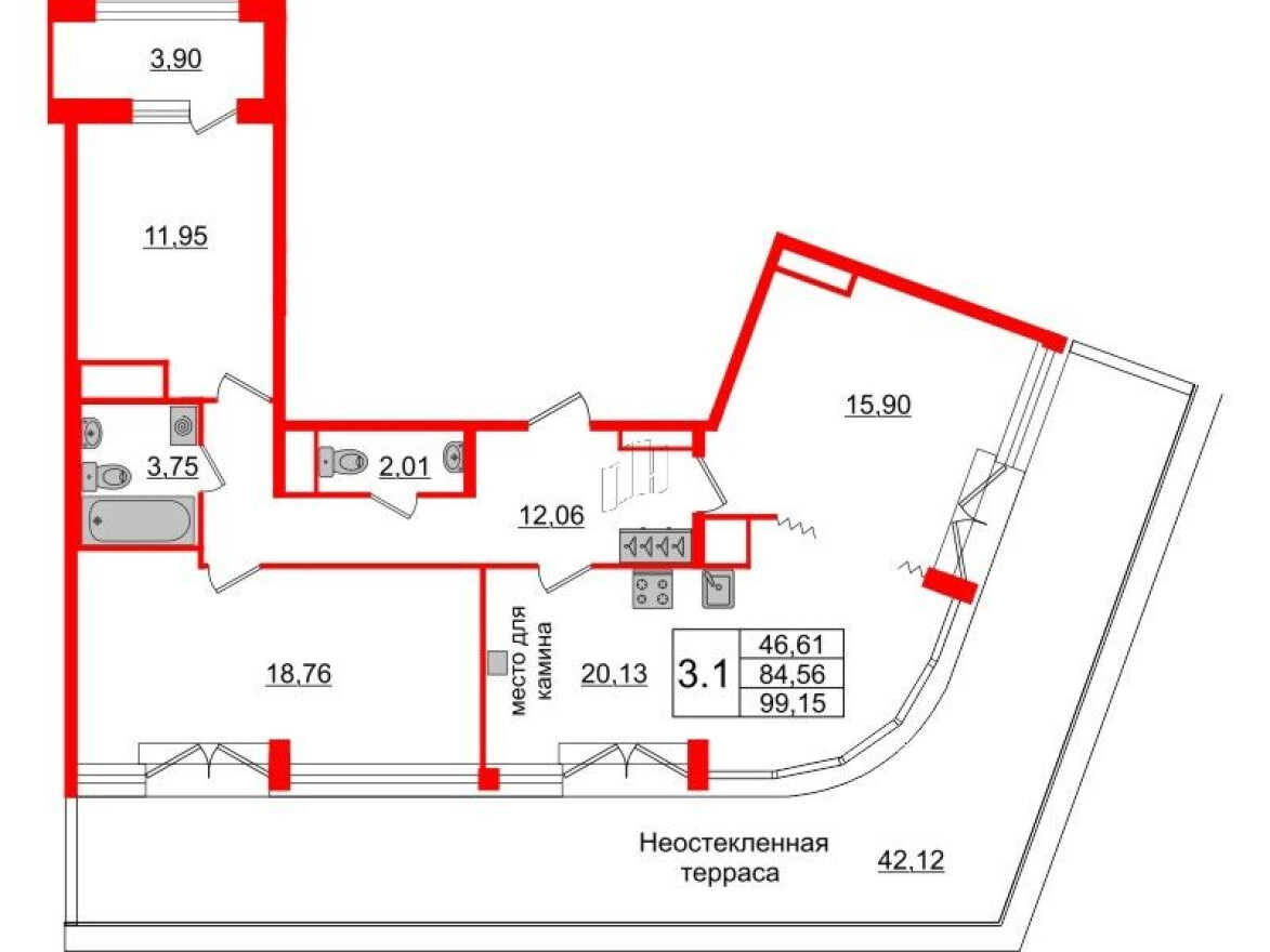 3к. квартира