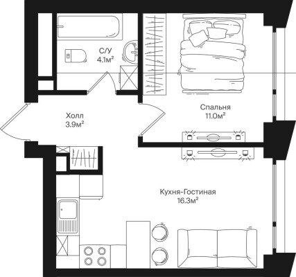 1к. квартира