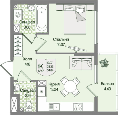 1к. квартира