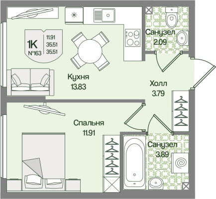 1к. квартира