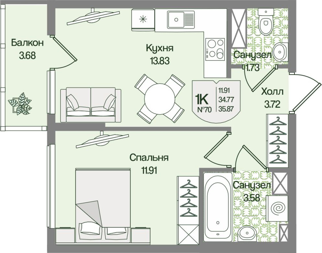 1к. квартира