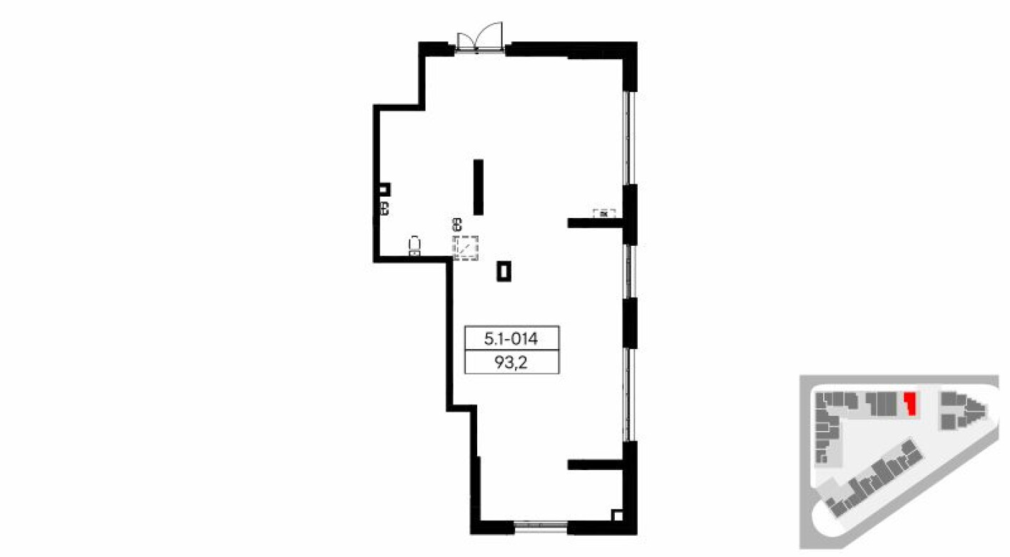 Планировка — Торговое помещение, 93.2 м²
