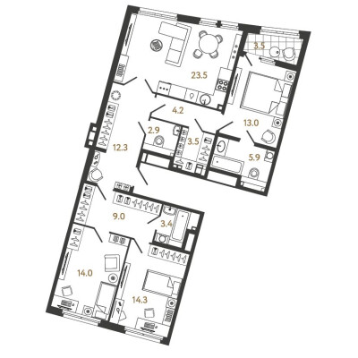 3к. квартира