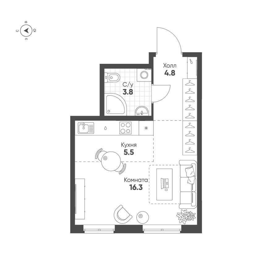 1к. квартира