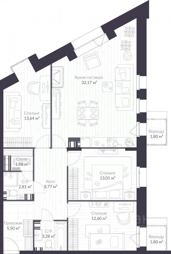 3к. квартира