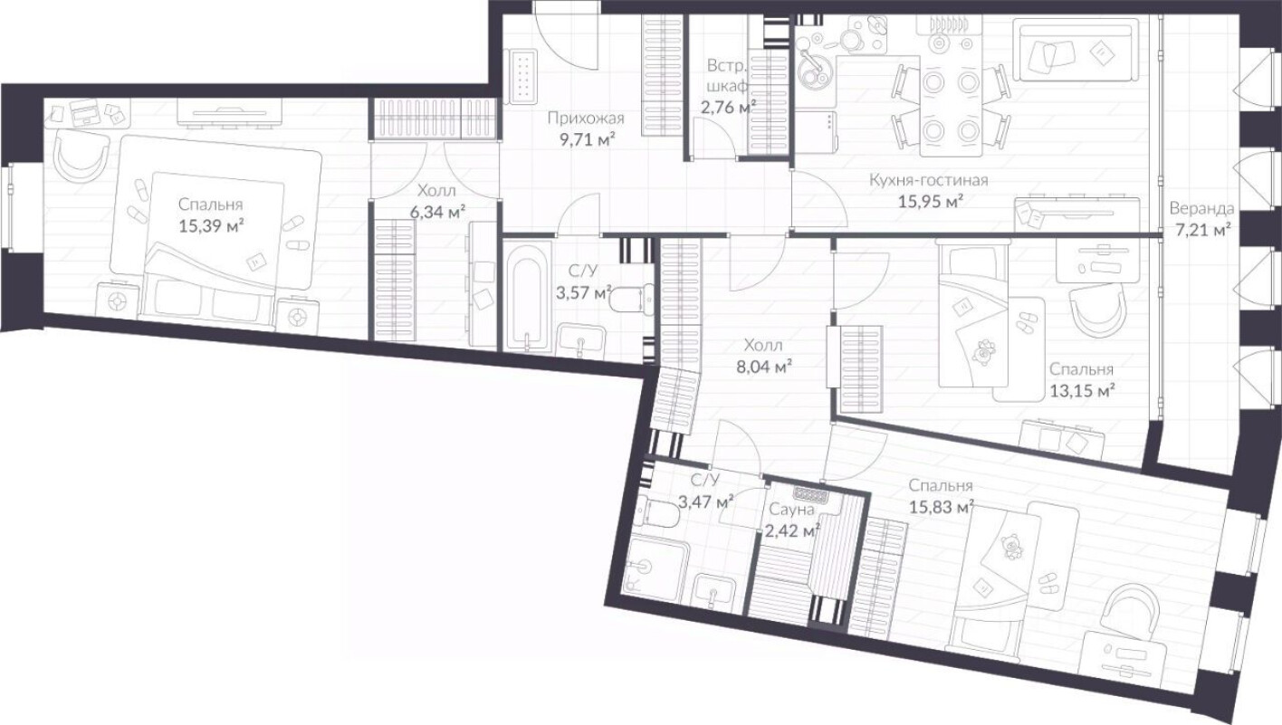 3к. квартира