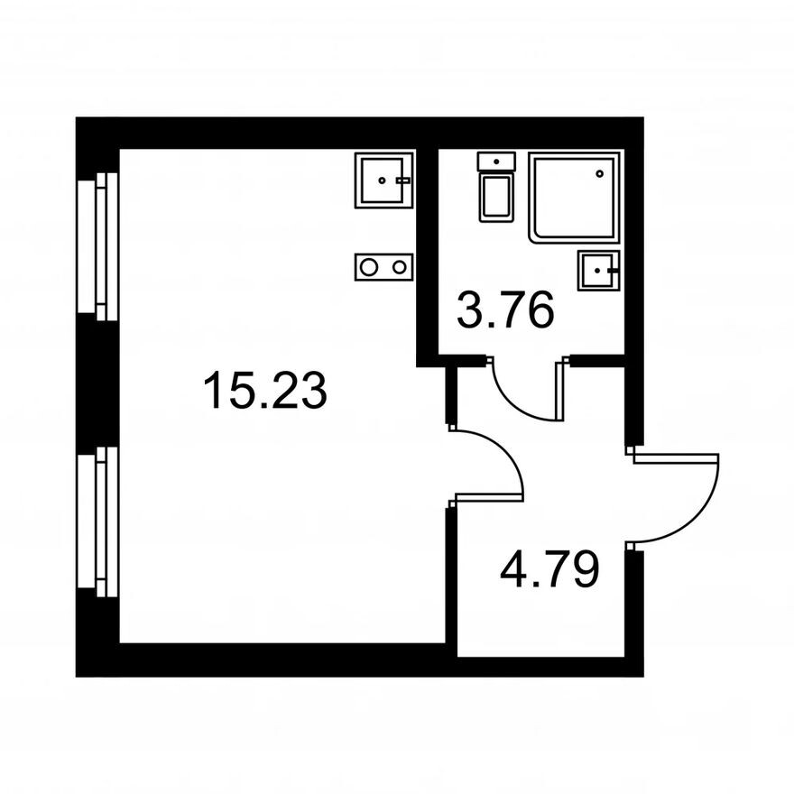 Планировка — Студия-квартира, 23.8 м²