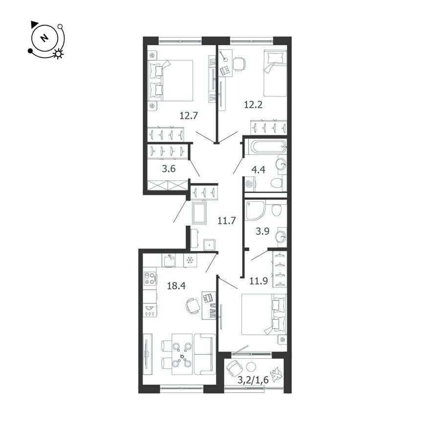 3к. квартира