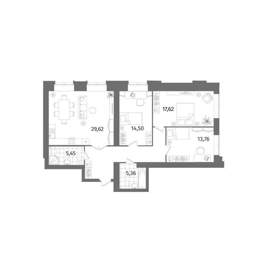 3к. квартира