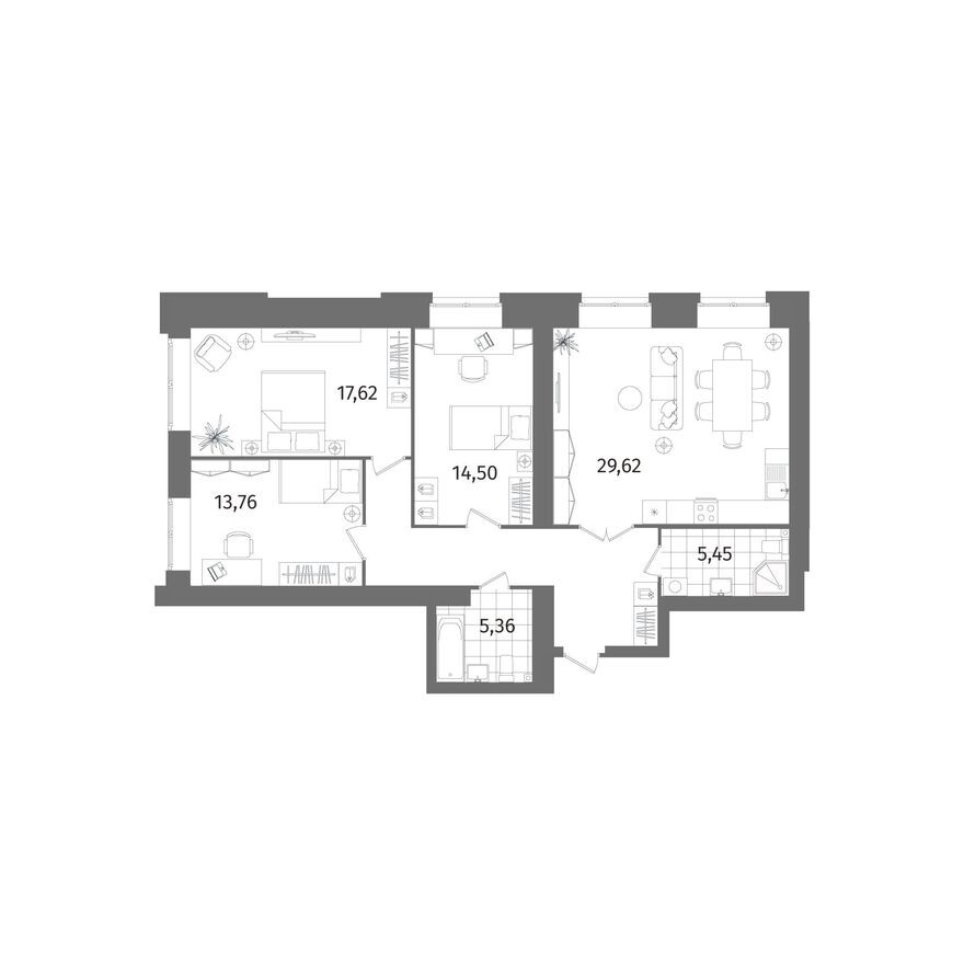 3к. квартира