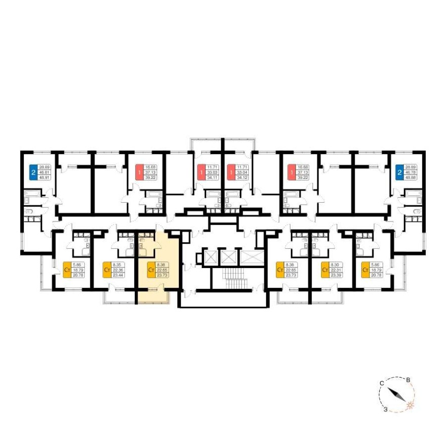План этажа — Студия-квартира, 23.0 м²