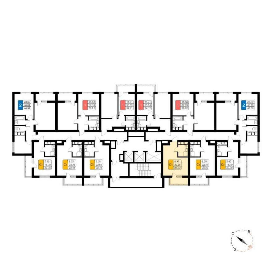 План этажа — Студия-квартира, 23.0 м²
