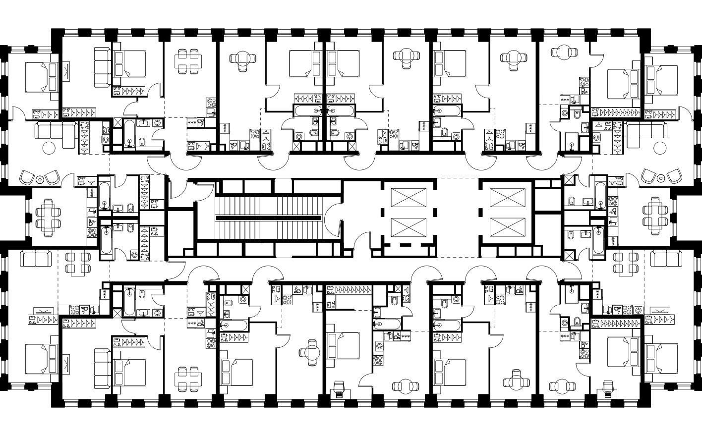 План этажа — 1к. квартира, 39.8 м²