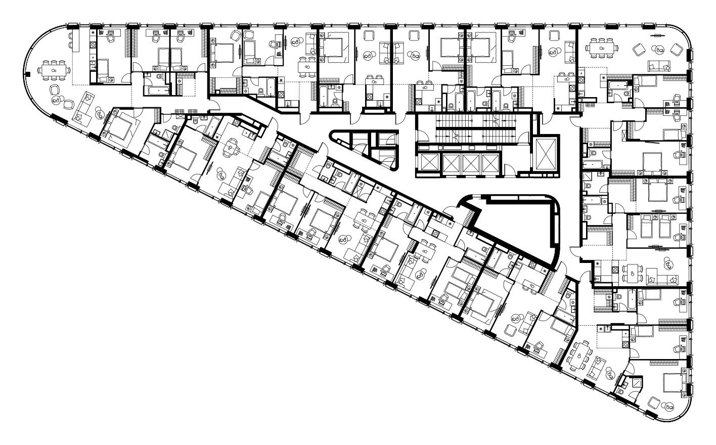 План этажа — 3к. квартира, 87.4 м²