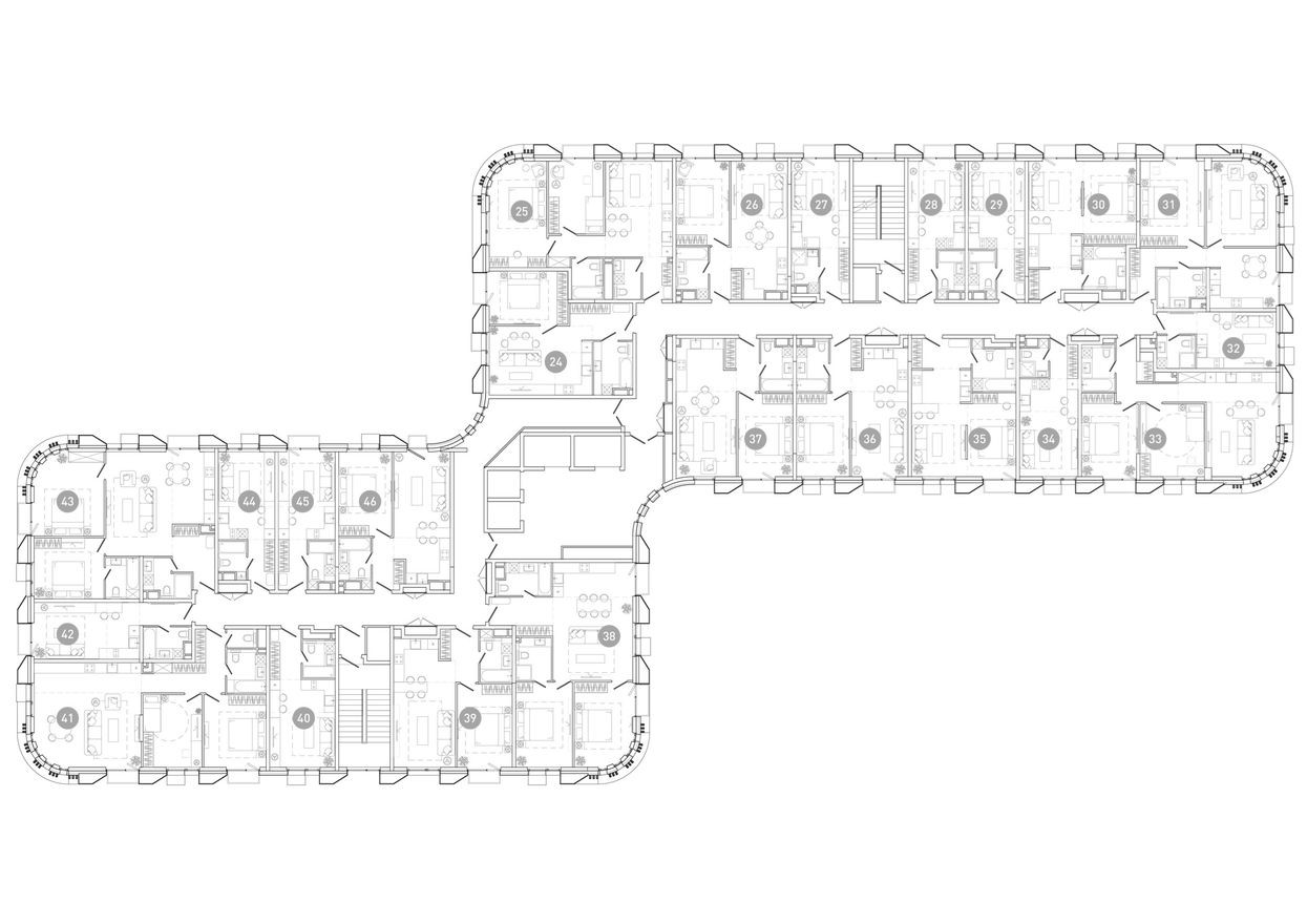 План этажа — 1к. квартира, 46.0 м²
