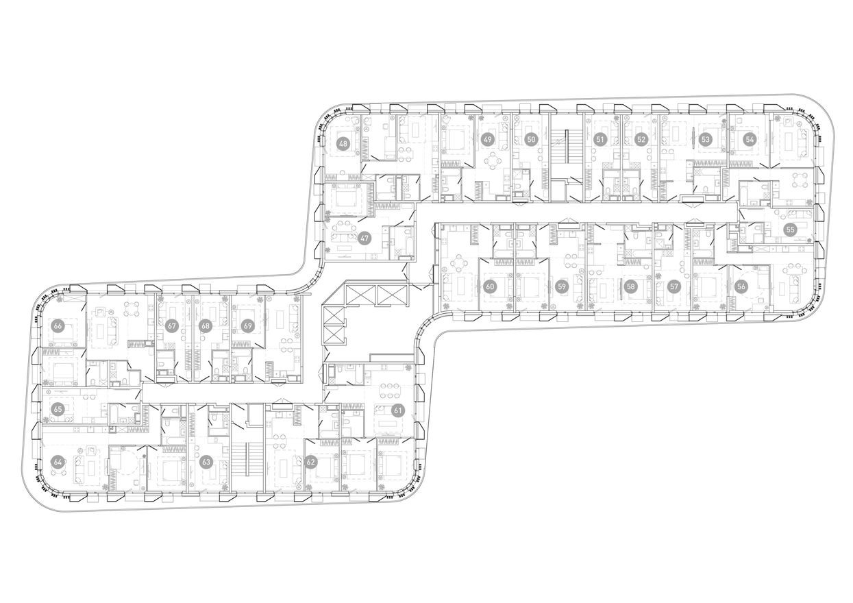 План этажа — 1к. квартира, 46.0 м²