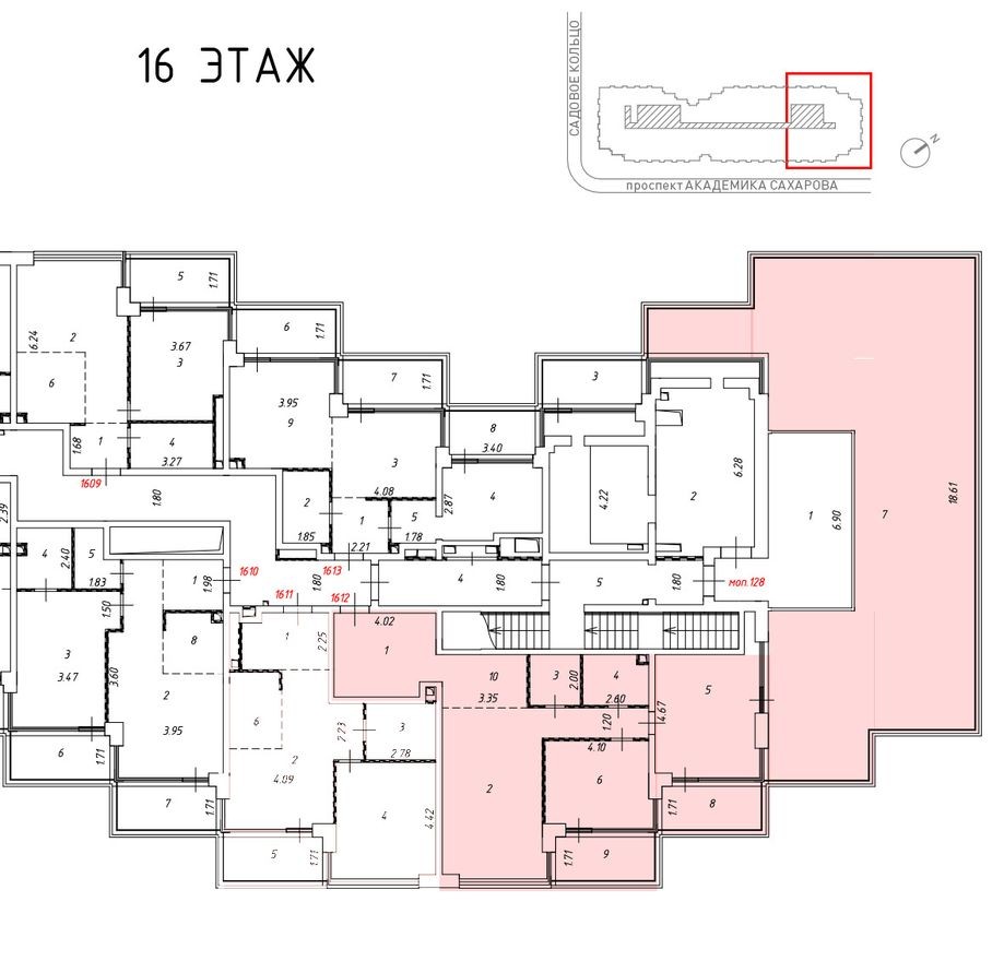 План этажа — 3к. апартаменты, 254.1 м²
