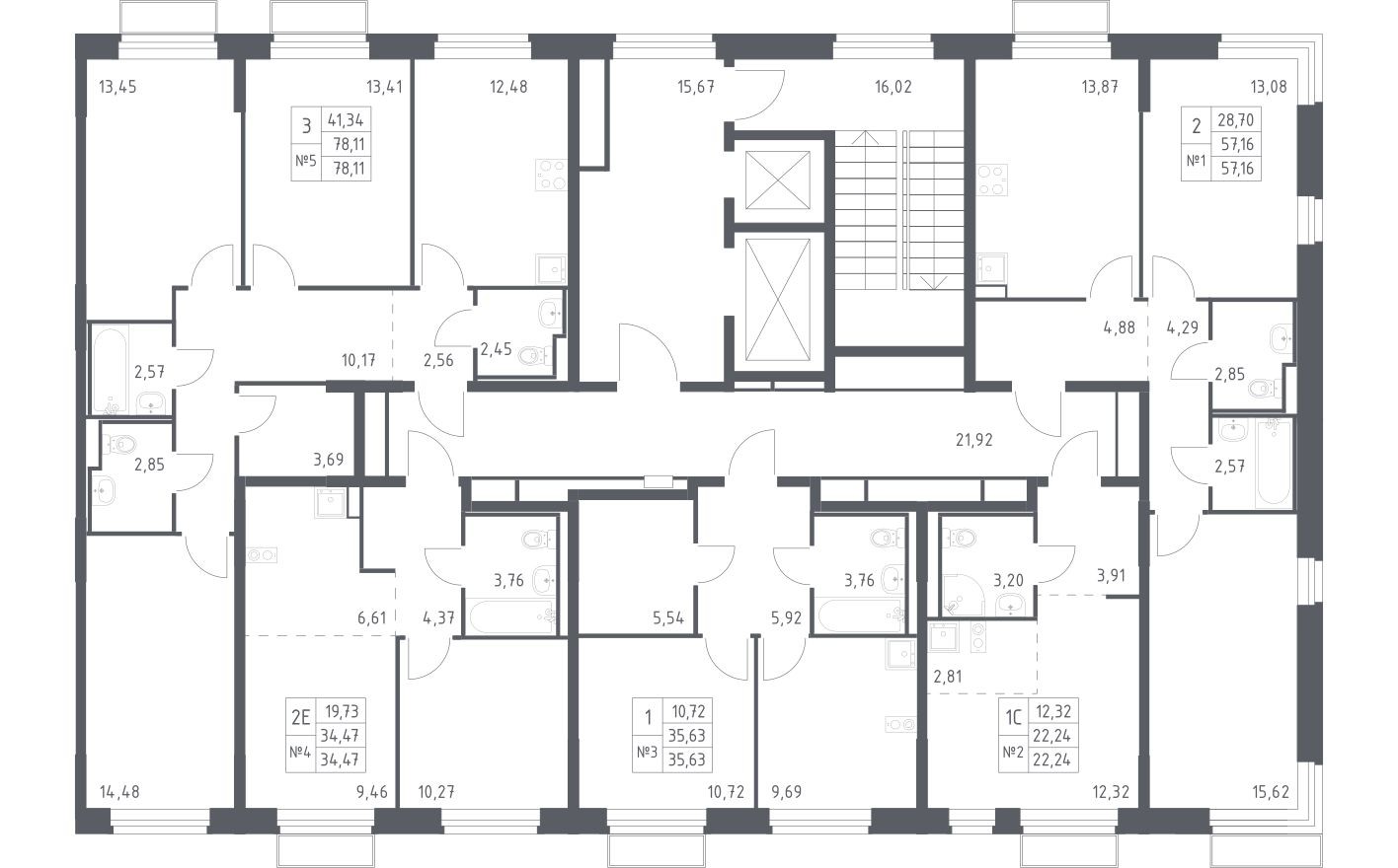 План этажа — Студия-квартира, 22.2 м²