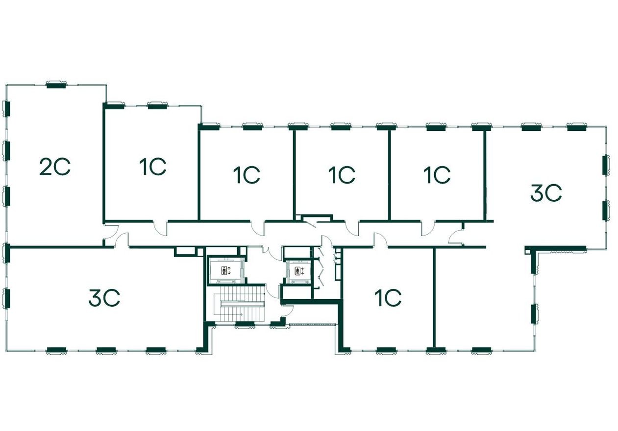 План этажа — 1к. квартира, 41.9 м²
