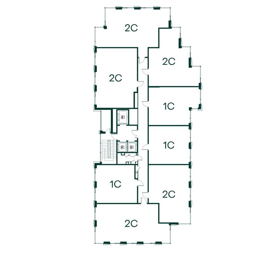 План этажа — 1к. квартира, 45.0 м²
