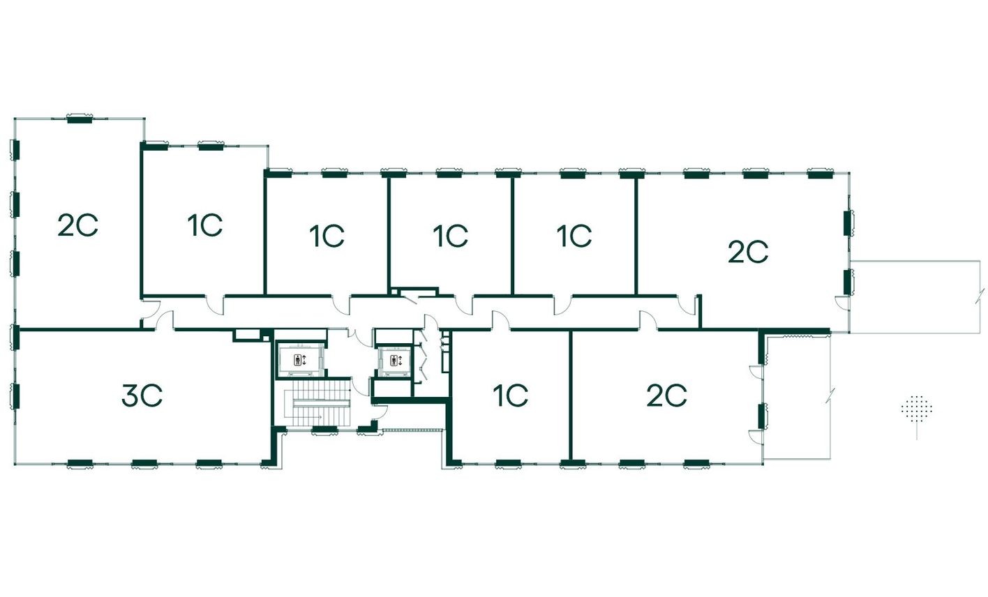 План этажа — 1к. квартира, 44.6 м²