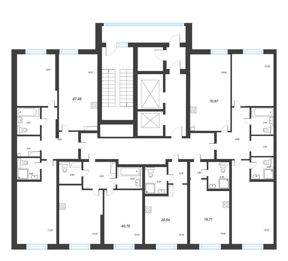 План этажа — Студия-квартира, 20.5 м²