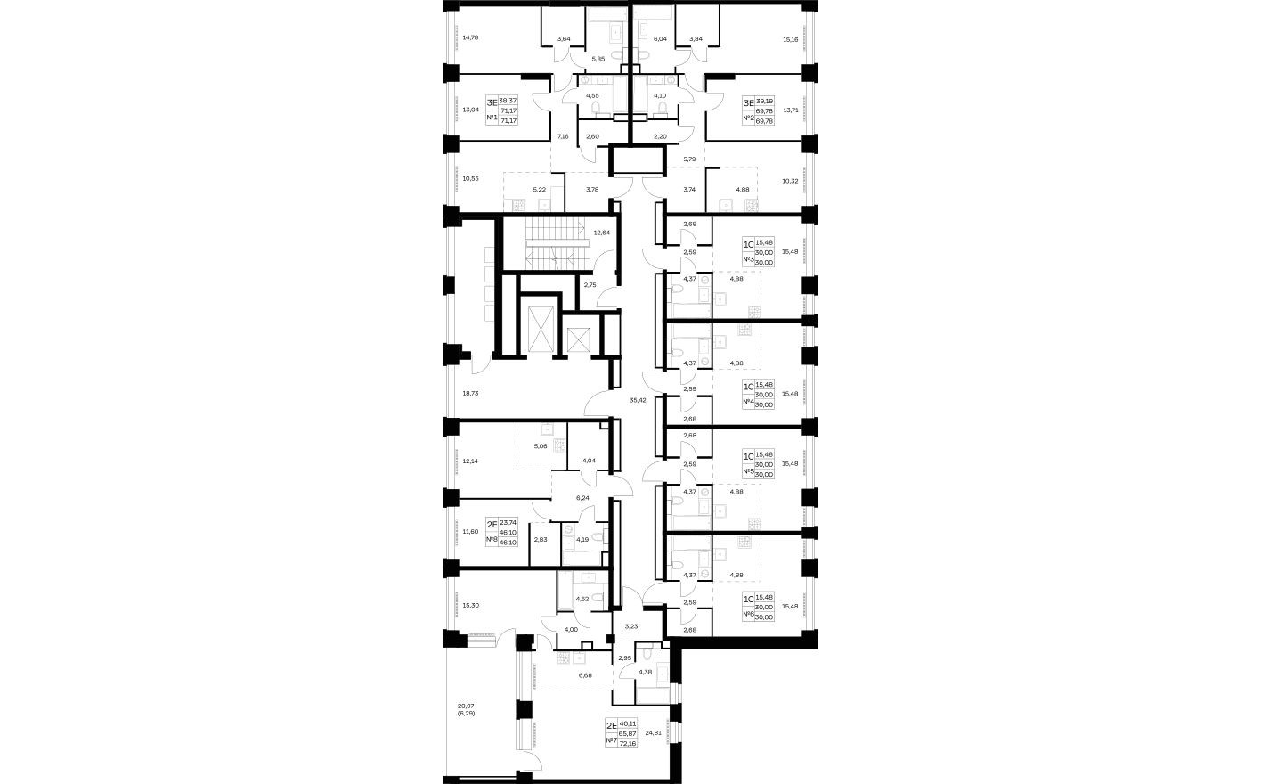 План этажа — Студия-квартира, 30.0 м²