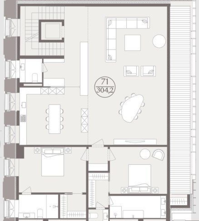План этажа — 4к. квартира, 296.8 м²