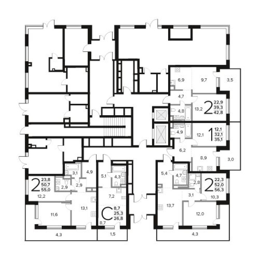 План этажа — Студия-квартира, 26.8 м²