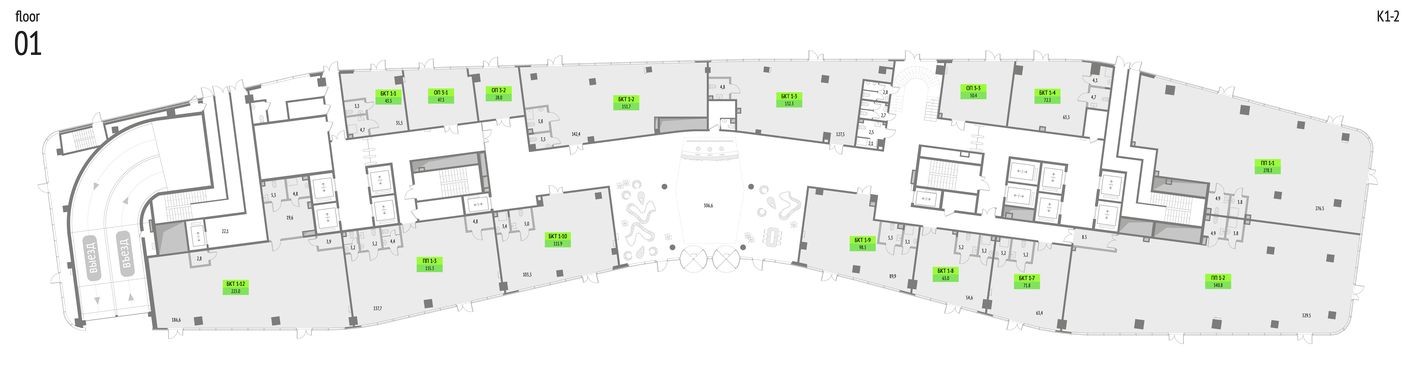 План этажа — Офисное помещение, 47.3 м²