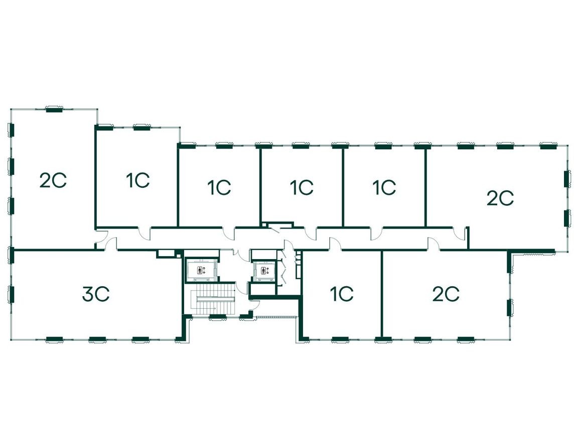 План этажа — 1к. квартира, 44.6 м²