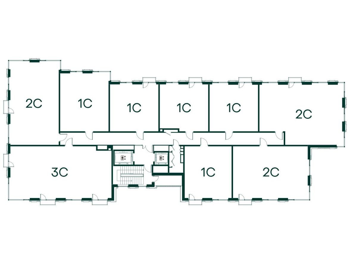 План этажа — 1к. квартира, 44.9 м²