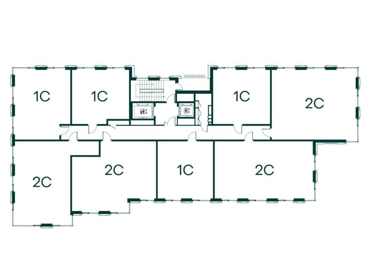 План этажа — 1к. квартира, 41.9 м²