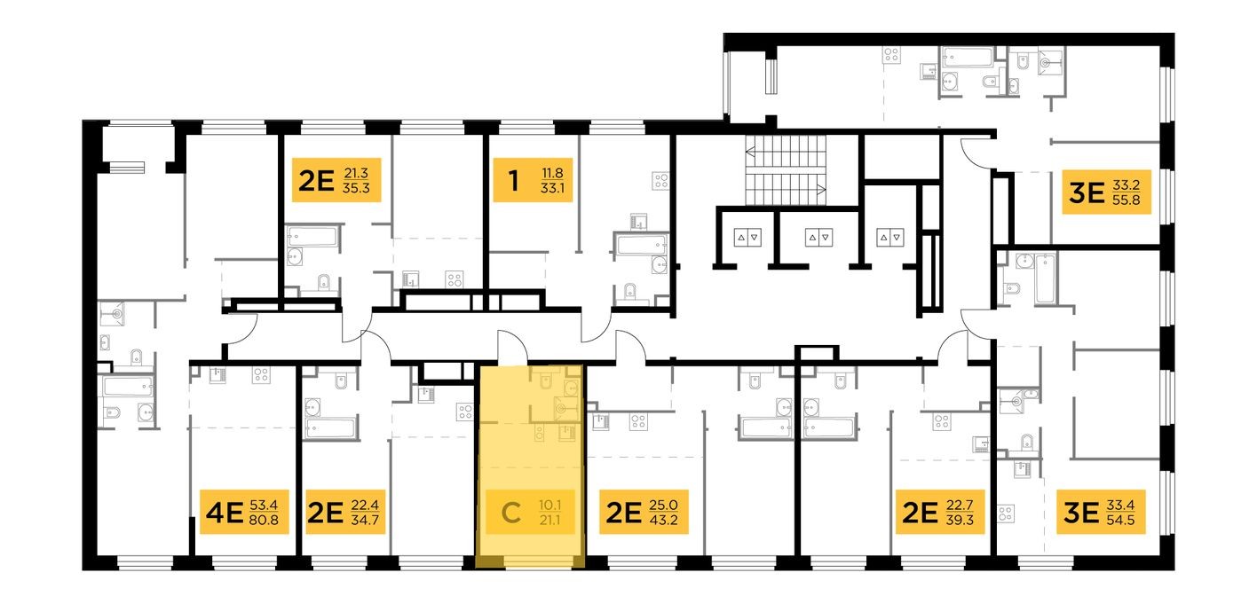 План этажа — Студия-квартира, 21.1 м²