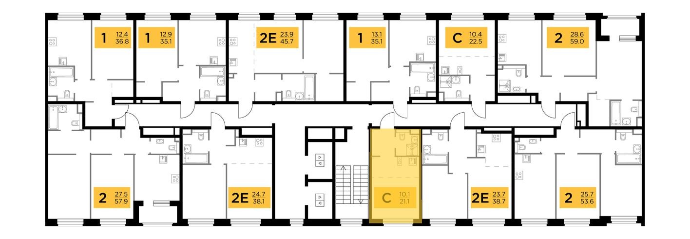 План этажа — Студия-квартира, 21.1 м²