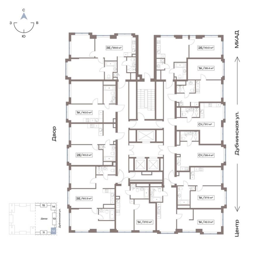 План этажа — Студия-квартира, 28.4 м²
